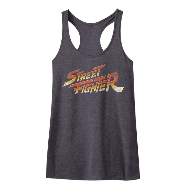 Street Fighter-Logo-Dark Gray Heather Ladies Racerback - Coastline Mall