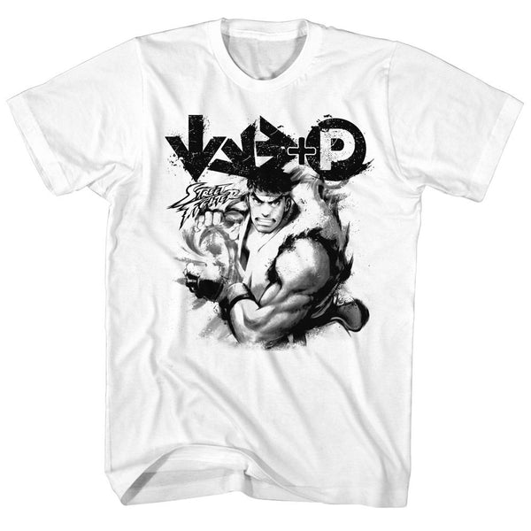 Street Fighter-Hadouken-White Adult S/S Tshirt - Coastline Mall