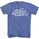 Street Fighter-Logo Outline-Light Blue Heather Adult S/S Tshirt - Coastline Mall