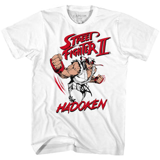 Street Fighter-Hadoken-White Adult S/S Tshirt - Coastline Mall