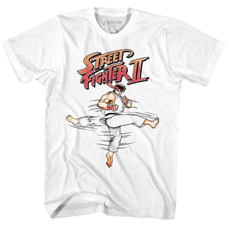 Street Fighter-Roundhouse-White Adult S/S Tshirt - Coastline Mall