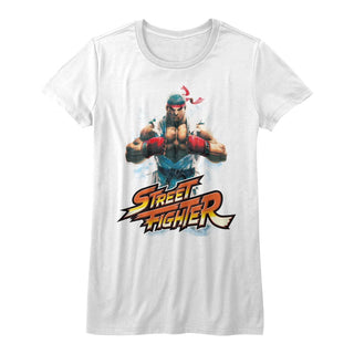 Street Fighter-Ryu-White Ladies S/S Tshirt - Coastline Mall