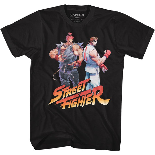 Street Fighter-Aku Ryu Logo-Black Adult S/S Tshirt - Coastline Mall