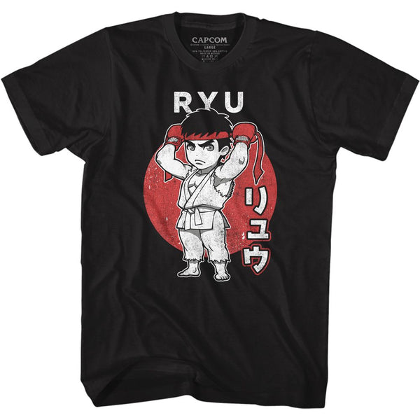 Street Fighter-Chibi Ryu-Black Adult S/S Tshirt - Coastline Mall