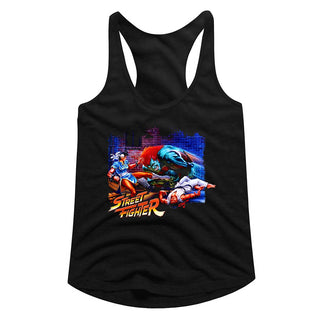 Street Fighter-Alley Fight-Black Ladies Racerback - Coastline Mall