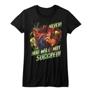 Street Fighter-Never Succeed-Black Ladies S/S Tshirt - Coastline Mall