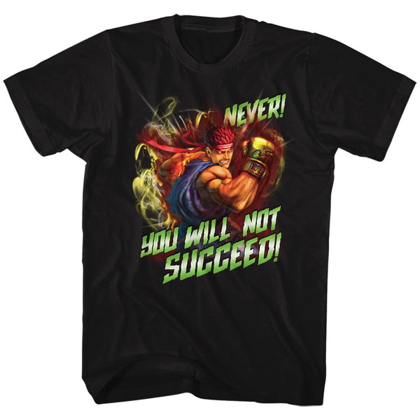 Street Fighter-Never Succeed-Black Adult S/S Tshirt - Coastline Mall