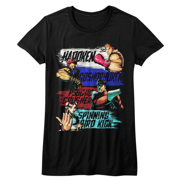 Street Fighter-Show Me Your Moves-Black Ladies S/S Tshirt - Coastline Mall