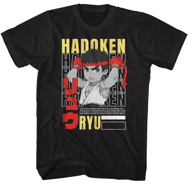 Street Fighter-Street Fighter Hadoken Repeat-Black Adult S/S Tshirt
