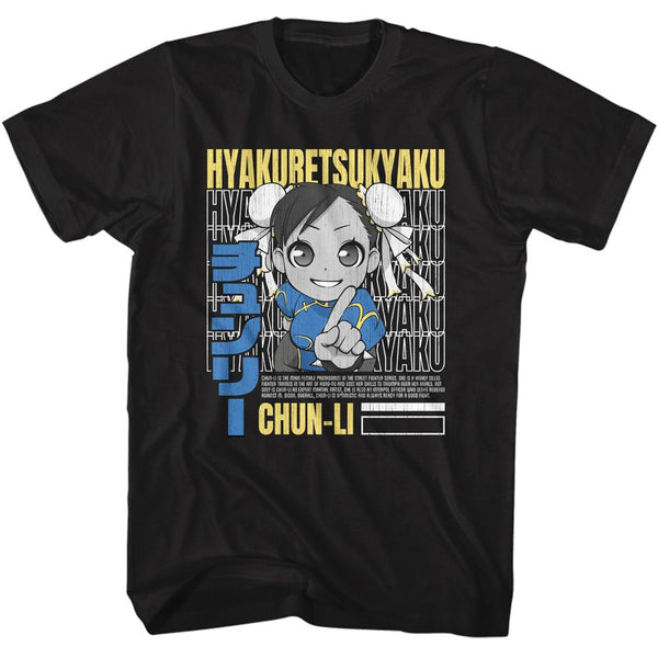 Street Fighter-Street Fighter Hyakuretsukyaku-Black Adult S/S Tshirt