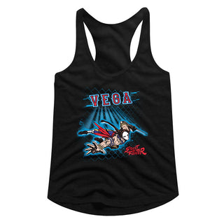 Street Fighter-Vega Fence-Black Ladies Racerback - Coastline Mall