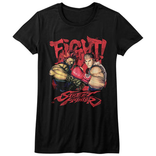 Street Fighter-Fight!-Black Ladies S/S Tshirt - Coastline Mall