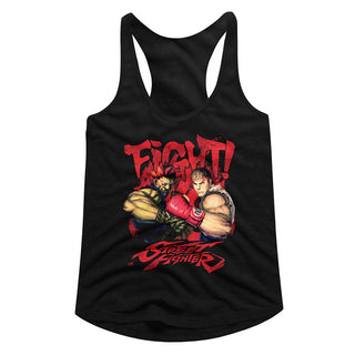 Street Fighter-Fight!-Black Ladies Racerback - Coastline Mall