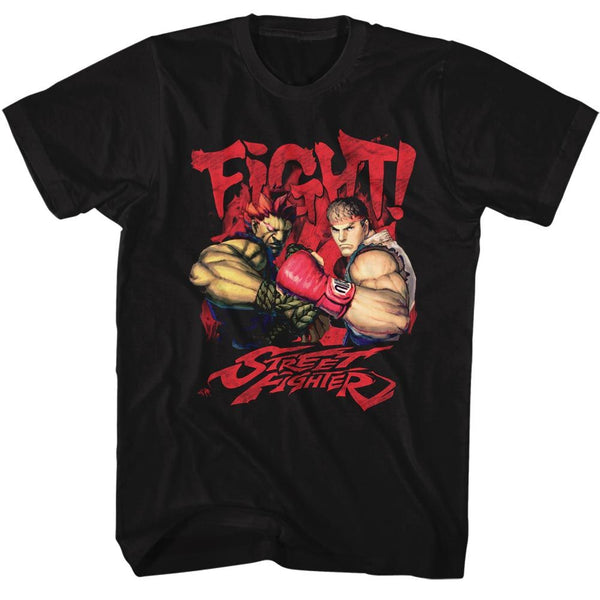 Street Fighter-Fight!-Black Adult S/S Tshirt - Coastline Mall