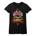 Street Fighter-Sfv Key-Black Ladies S/S Tshirt - Coastline Mall
