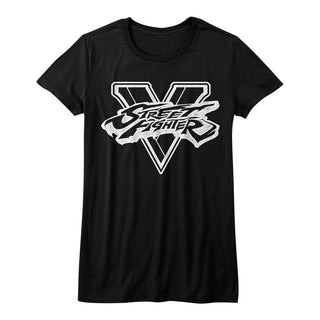 Street Fighter-Sfv Bw-Black Ladies S/S Tshirt - Coastline Mall