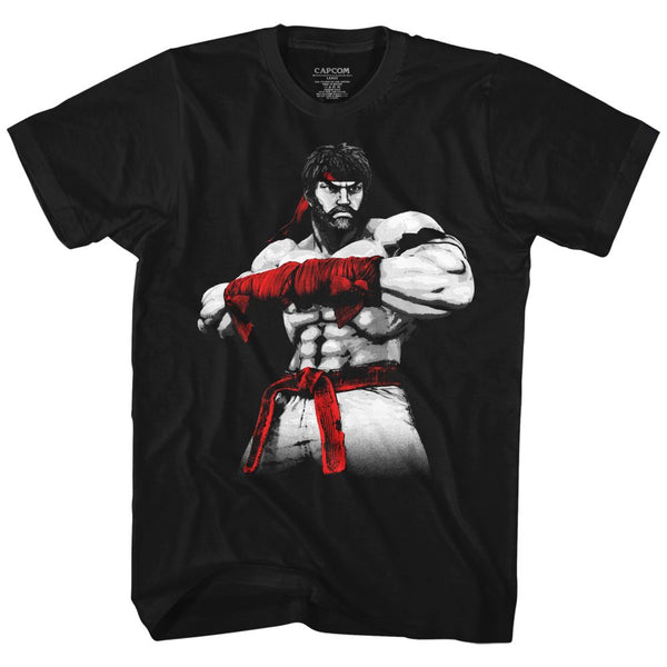 Street Fighter-Hot Ryu2-Black Adult S/S Tshirt - Coastline Mall