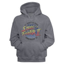 Street Fighter - World Warrior Logo Gunmetal Heather Adult Long Sleeve Pullover Hoodie - Coastline Mall