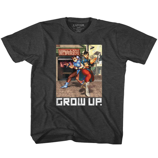 Street Fighter-Grow Up-Black Heather Toddler-Youth S/S Tshirt - Coastline Mall