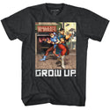 Street Fighter-Grow Up.-Black Heather Adult S/S Tshirt - Coastline Mall