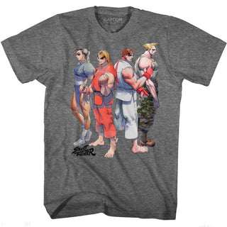 Street Fighter-Sf2 Lineup-Graphite Heather Adult S/S Tshirt - Coastline Mall