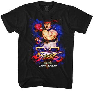 Street Fighter-Pro Tour - Ryu-Black Adult S/S Tshirt - Coastline Mall