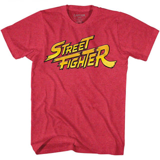 Street Fighter-Red Yellow Logo-Cherry Heather Adult S/S Tshirt - Coastline Mall