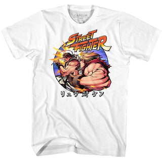 Street Fighter-Ryu Vs Ken-White Adult S/S Tshirt - Coastline Mall