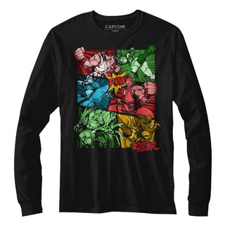 Street Fighter-Comic-Black Adult L/S Tshirt - Coastline Mall