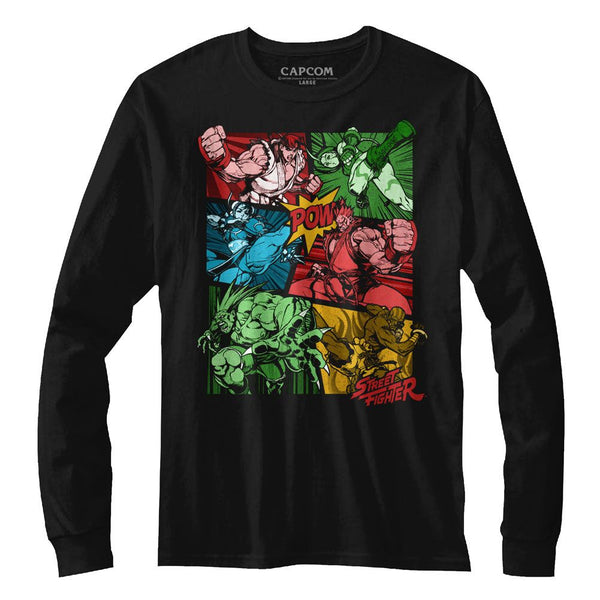 Street Fighter-Comic-Black Adult L/S Tshirt - Coastline Mall