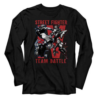 Street Fighter-Team Battle-Black Adult L/S Tshirt - Coastline Mall