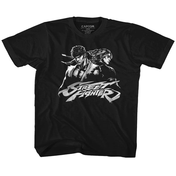 Street Fighter - Two Dudes Logo Black Toddler-Youth Short Sleeve T-Shirt tee - Coastline Mall