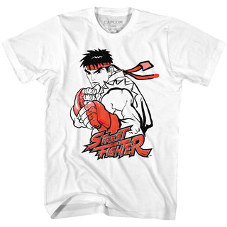 Street Fighter-Ryu Red-White Adult S/S Tshirt - Coastline Mall