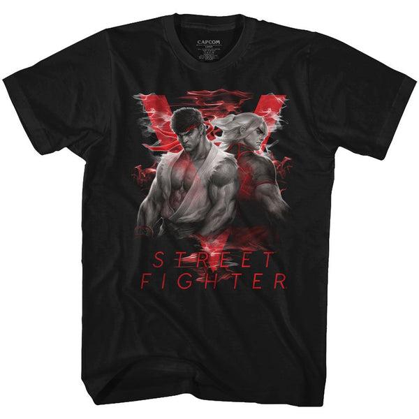 Street Fighter-Smoky V-Black Adult S/S Tshirt - Coastline Mall