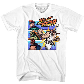 Street Fighter-Fight A Guy-White Adult S/S Tshirt - Coastline Mall