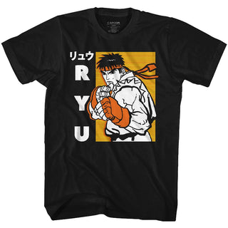 Street Fighter-Ryu-Black Adult S/S Tshirt - Coastline Mall