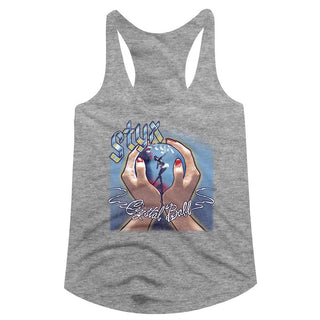 Styx-Bright Ball-Gray Heather Ladies Racerback - Coastline Mall