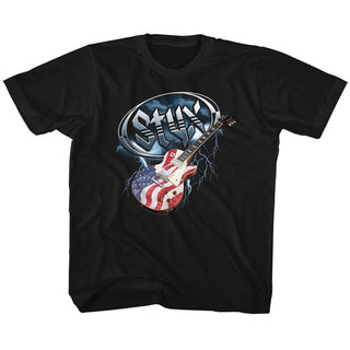 Styx-Flag Guitar-Black Toddler-Youth S/S Tshirt - Coastline Mall