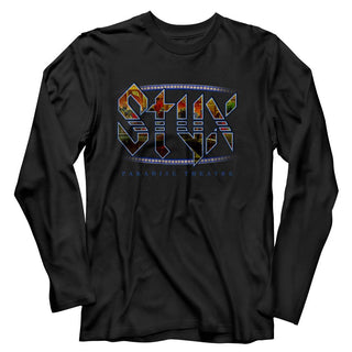 Styx - Paradise Theatre Logo Black Long Sleeve Adult T-Shirt tee - Coastline Mall