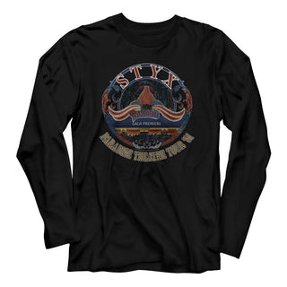 Styx Tour 1981 Logo Black Adult Long Sleeve T-Shirt tee - Coastline Mall