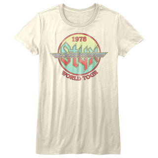 Styx-Circle Tour-Vintage White Ladies S/S Tshirt - Coastline Mall