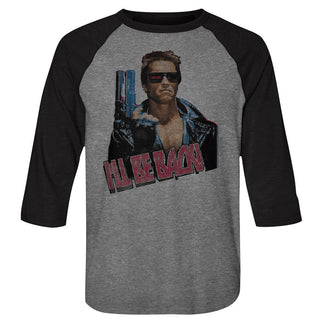 Terminator-I'll Be Back-Premium Heather/Vintage Black Adult 3/4 Sleeve Raglan - Coastline Mall