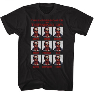Terminator-Expressions-Black Adult S/S Tshirt - Coastline Mall