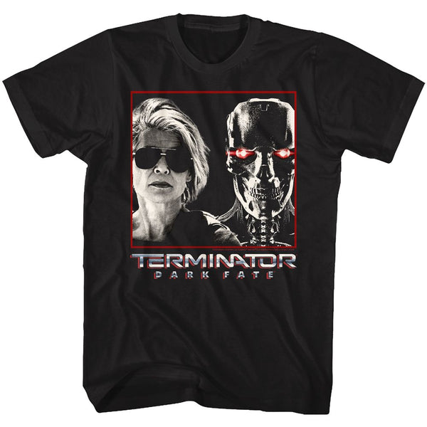 Terminator Dark Fate-Sarah & Rev9-Black Adult S/S Tshirt - Coastline Mall