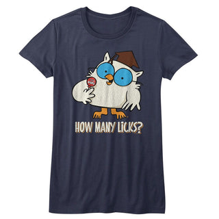 Tootsie Roll-Many Licks-Navy Ladies S/S Tshirt - Coastline Mall