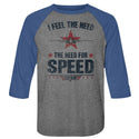 Top Gun-Needing Speed-Premium Heather/Vintage Royal Adult 3/4 Sleeve Raglan - Coastline Mall