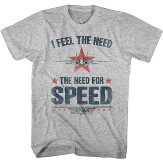 Top Gun-Needing Speed-Gray Heather Adult S/S Tshirt - Coastline Mall