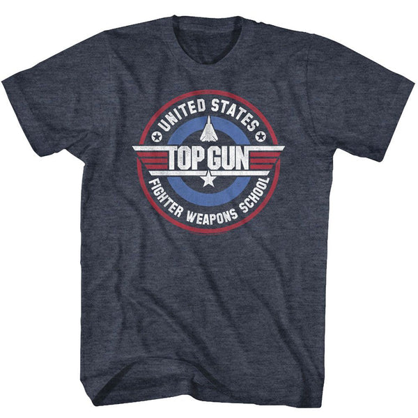 Top Gun-Weapons School-Navy Heather Adult S/S Tshirt - Coastline Mall
