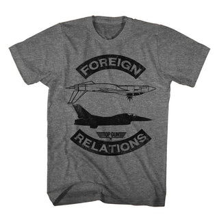 Top Gun - Foreign Relations Logo Graphite Heather Short Sleeve Adult T-Shirt tee - Coastline Mall