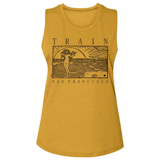 Train-Beachy-Ginger Ladies Slub Sleeveless Crew Neck Tee - Coastline Mall